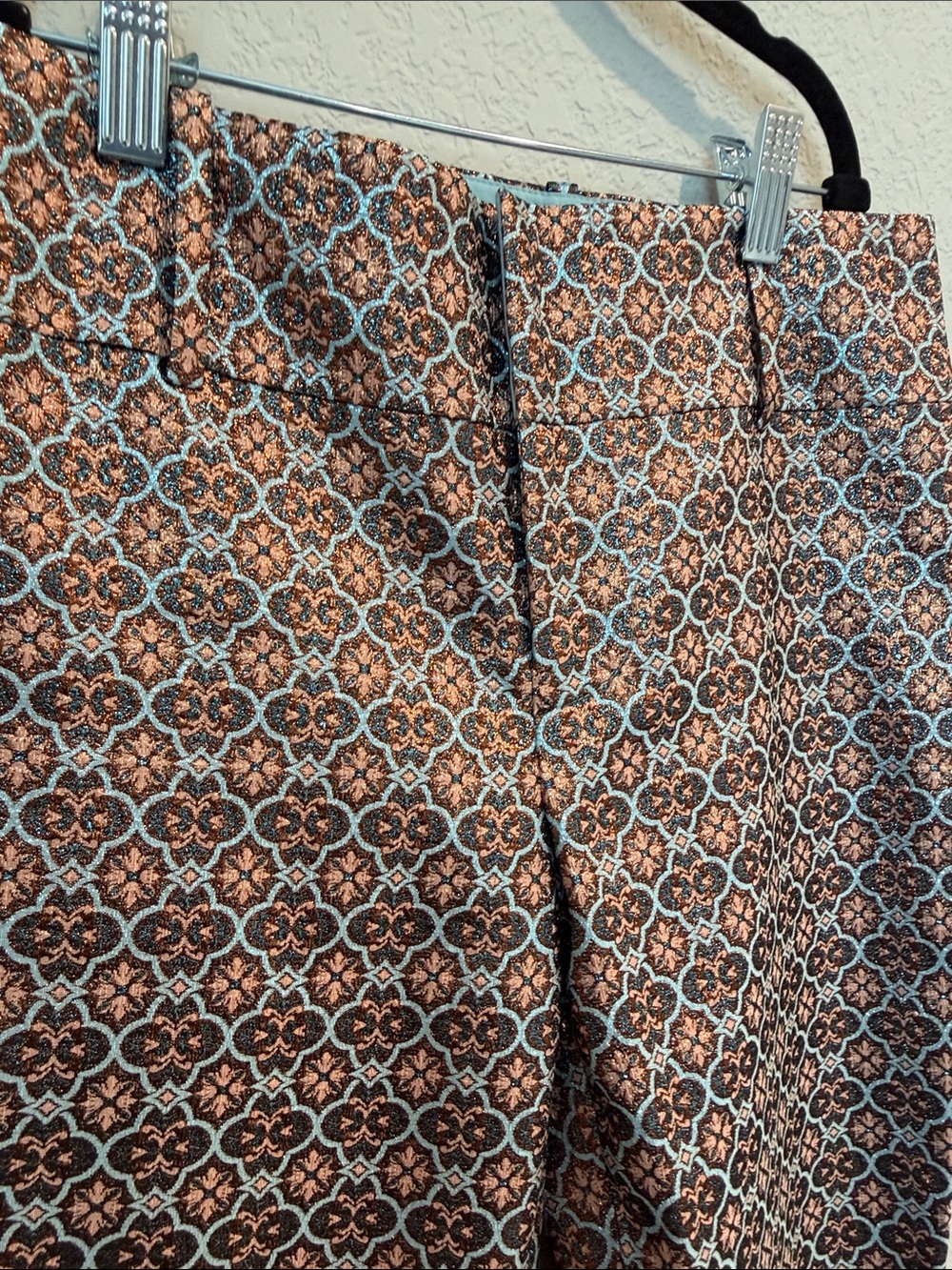 Alice + Olivia Printed Slim Chinos in Brown and Blue - Picture 7 of 7